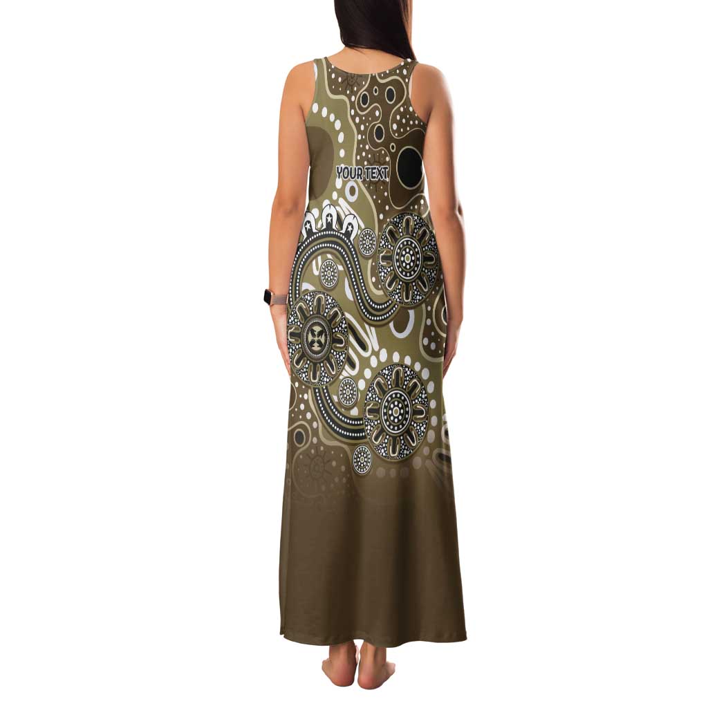 Personalised NAIDOC Week 50 Years Deadly Always Tank Maxi Dress Brown Aboriginal Artwork Dot Painting