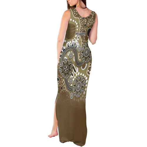 Personalised NAIDOC Week 50 Years Deadly Always Tank Maxi Dress Brown Aboriginal Artwork Dot Painting
