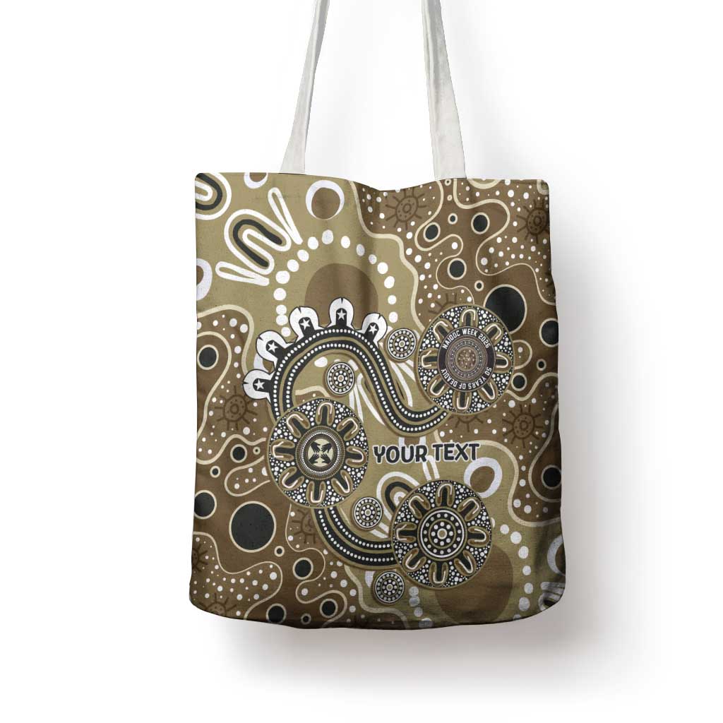 Personalised NAIDOC Week 50 Years Deadly Always Tote Bag Brown Aboriginal Artwork Dot Painting