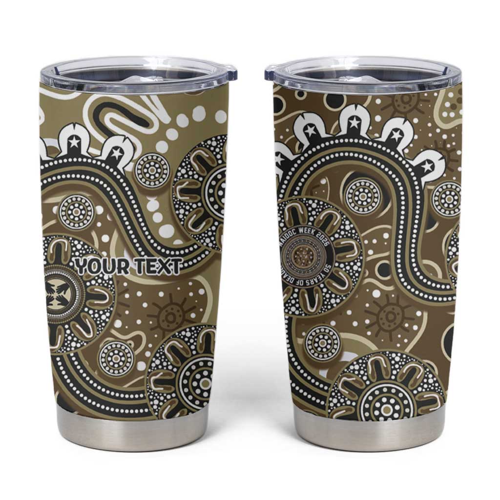 Personalised NAIDOC Week 50 Years Deadly Always Tumbler Cup Brown Aboriginal Artwork Dot Painting