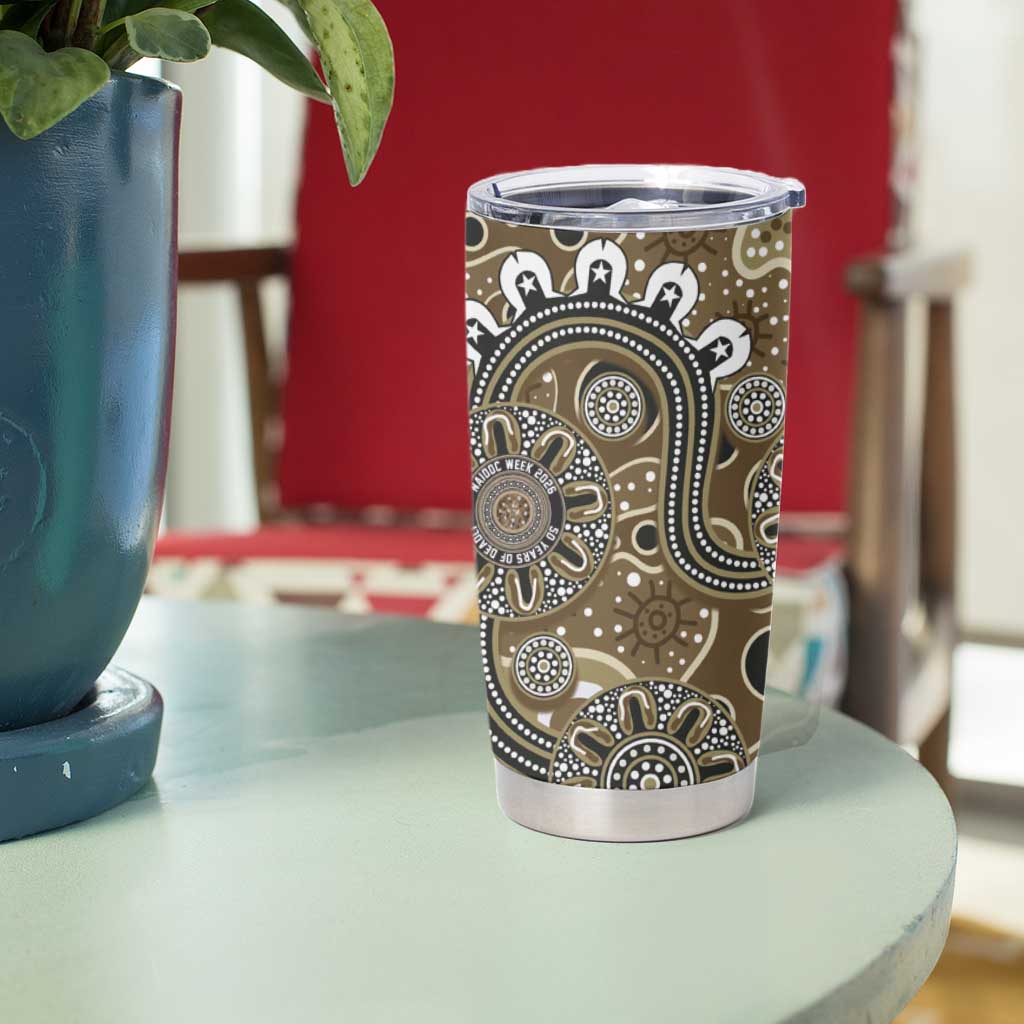 Personalised NAIDOC Week 50 Years Deadly Always Tumbler Cup Brown Aboriginal Artwork Dot Painting