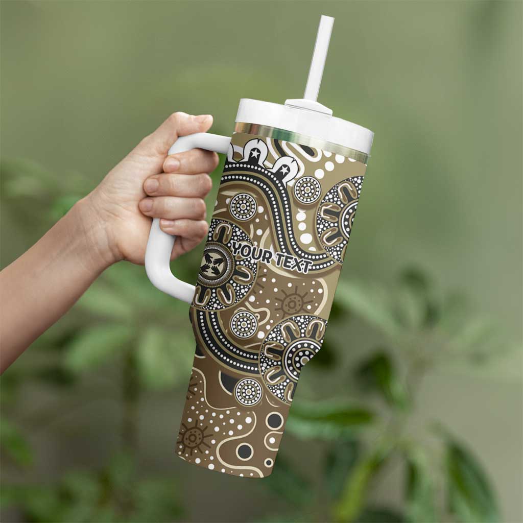 Personalised NAIDOC Week 50 Years Deadly Always Tumbler With Handle Brown Aboriginal Artwork Dot Painting