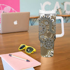 Personalised NAIDOC Week 50 Years Deadly Always Tumbler With Handle Brown Aboriginal Artwork Dot Painting