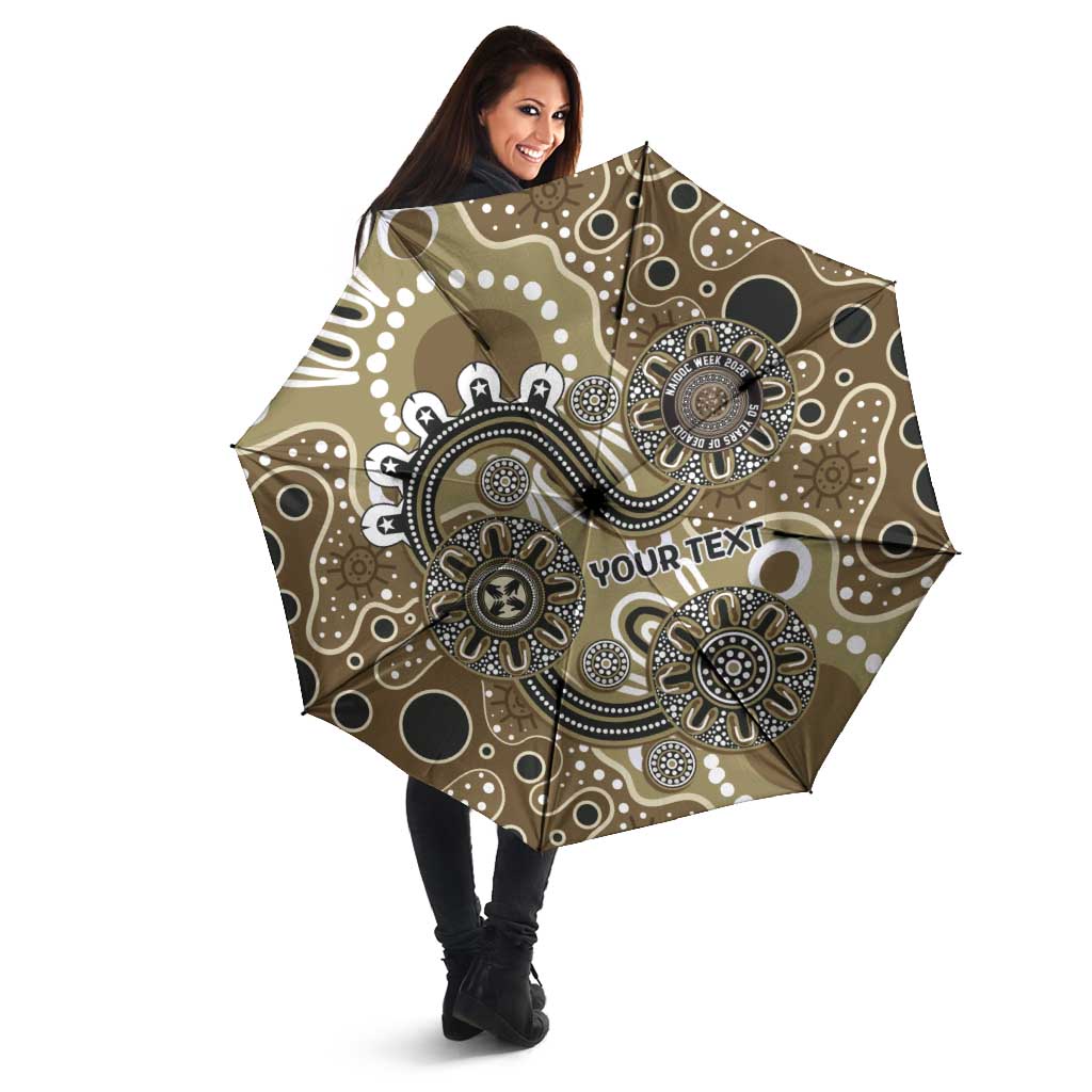 Personalised NAIDOC Week 50 Years Deadly Always Umbrella Brown Aboriginal Artwork Dot Painting