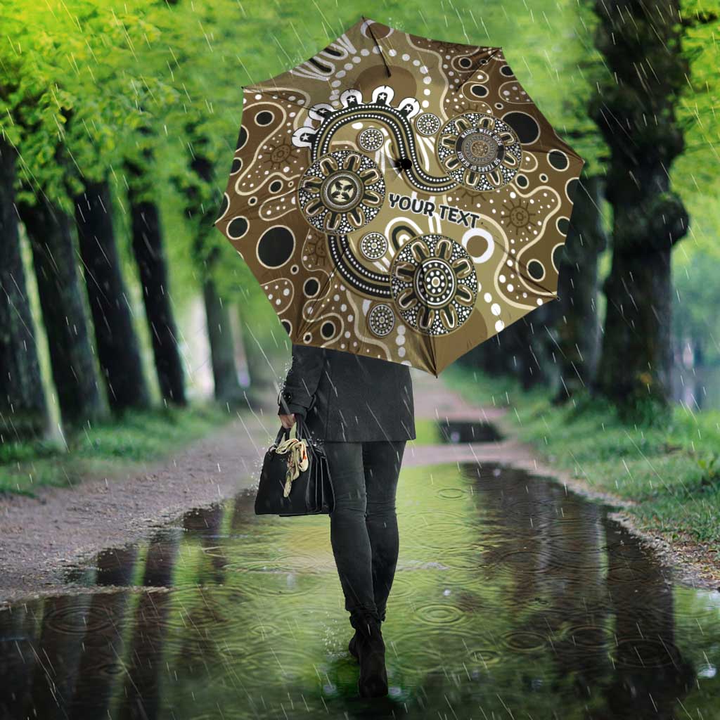 Personalised NAIDOC Week 50 Years Deadly Always Umbrella Brown Aboriginal Artwork Dot Painting