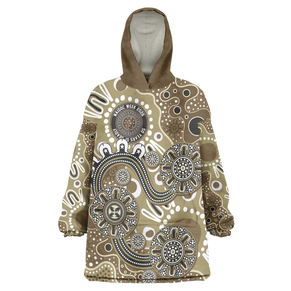 Personalised NAIDOC Week 50 Years Deadly Always Wearable Blanket Hoodie Brown Aboriginal Artwork Dot Painting