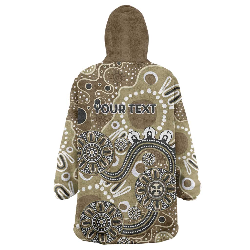 Personalised NAIDOC Week 50 Years Deadly Always Wearable Blanket Hoodie Brown Aboriginal Artwork Dot Painting