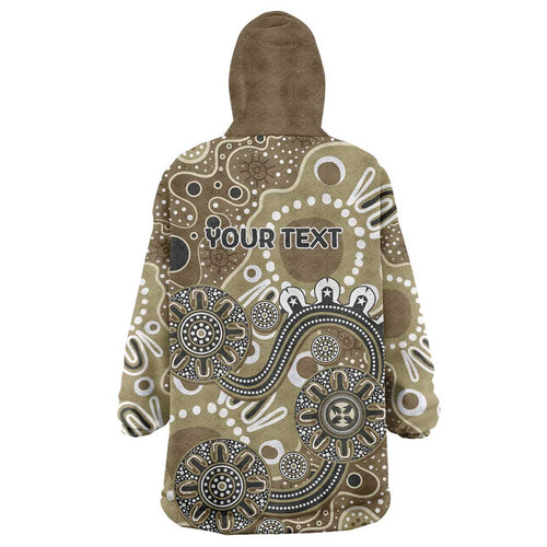 Personalised NAIDOC Week 50 Years Deadly Always Wearable Blanket Hoodie Brown Aboriginal Artwork Dot Painting
