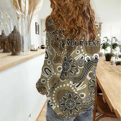 Personalised NAIDOC Week 50 Years Deadly Always Women Casual Shirt Brown Aboriginal Artwork Dot Painting