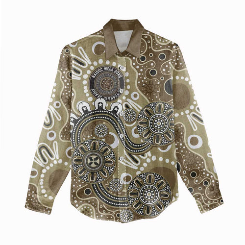 Personalised NAIDOC Week 50 Years Deadly Always Women Casual Shirt Brown Aboriginal Artwork Dot Painting