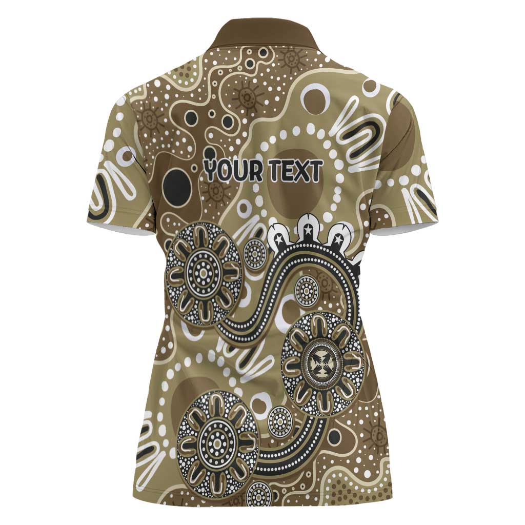 Personalised NAIDOC Week 50 Years Deadly Always Women Polo Shirt Brown Aboriginal Artwork Dot Painting