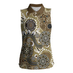 Personalised NAIDOC Week 50 Years Deadly Always Women Sleeveless Polo Shirt Brown Aboriginal Artwork Dot Painting