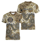 Personalised NAIDOC Week 50 Years Deadly Always Women V-Neck T-Shirt Brown Aboriginal Artwork Dot Painting