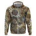 Personalised NAIDOC Week 50 Years Deadly Always Zip Hoodie Brown Aboriginal Artwork Dot Painting