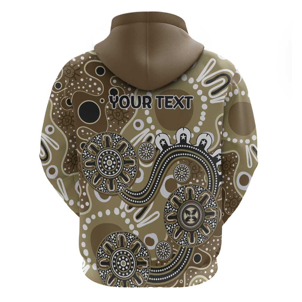 Personalised NAIDOC Week 50 Years Deadly Always Zip Hoodie Brown Aboriginal Artwork Dot Painting