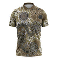 Personalised NAIDOC Week 50 Years Deadly Always Zipper Polo Shirt Brown Aboriginal Artwork Dot Painting