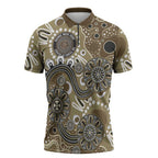 Personalised NAIDOC Week 50 Years Deadly Always Zipper Polo Shirt Brown Aboriginal Artwork Dot Painting