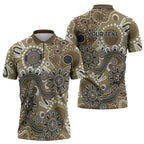 Personalised NAIDOC Week 50 Years Deadly Always Zipper Polo Shirt Brown Aboriginal Artwork Dot Painting