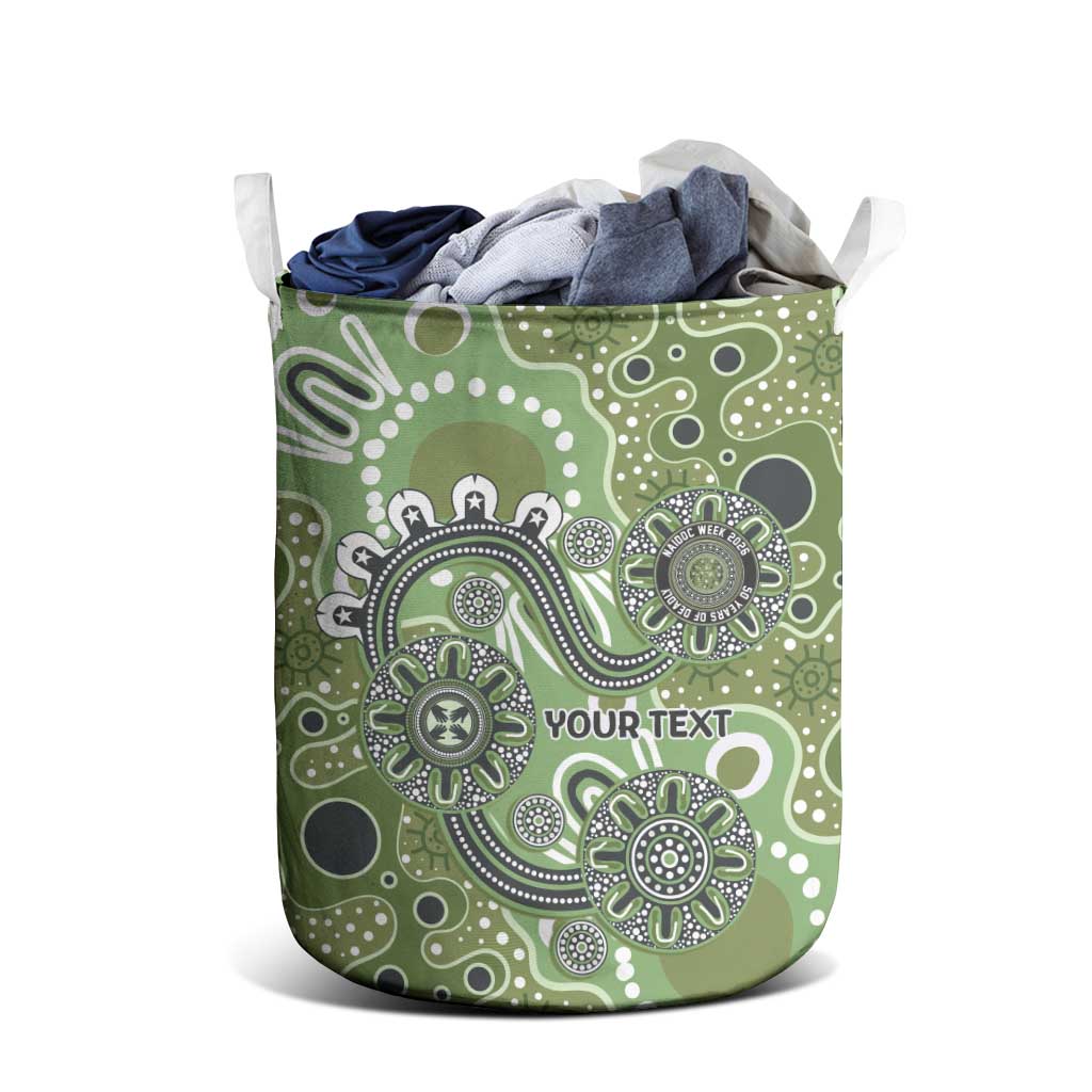 Personalised NAIDOC Week 50 Years Deadly Always Laundry Basket Green Aboriginal Artwork Dot Painting