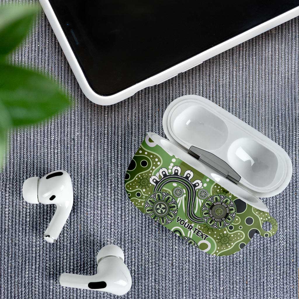 Personalised NAIDOC Week 50 Years Deadly Always AirPods Case Green Aboriginal Artwork Dot Painting