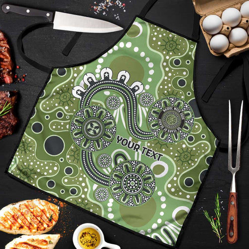 Personalised NAIDOC Week 50 Years Deadly Always Apron Green Aboriginal Artwork Dot Painting