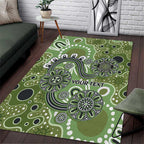Personalised NAIDOC Week 50 Years Deadly Always Area Rug Green Aboriginal Artwork Dot Painting