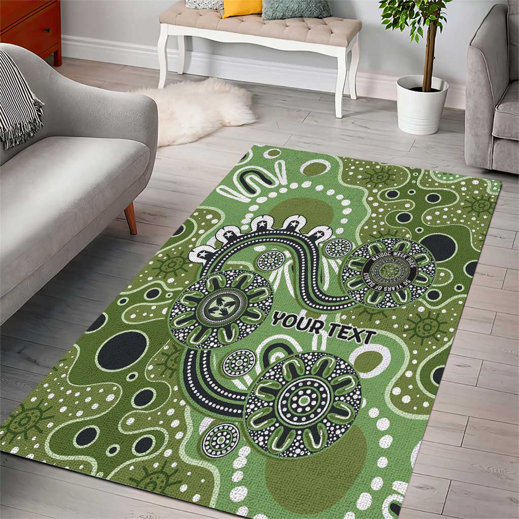 Personalised NAIDOC Week 50 Years Deadly Always Area Rug Green Aboriginal Artwork Dot Painting