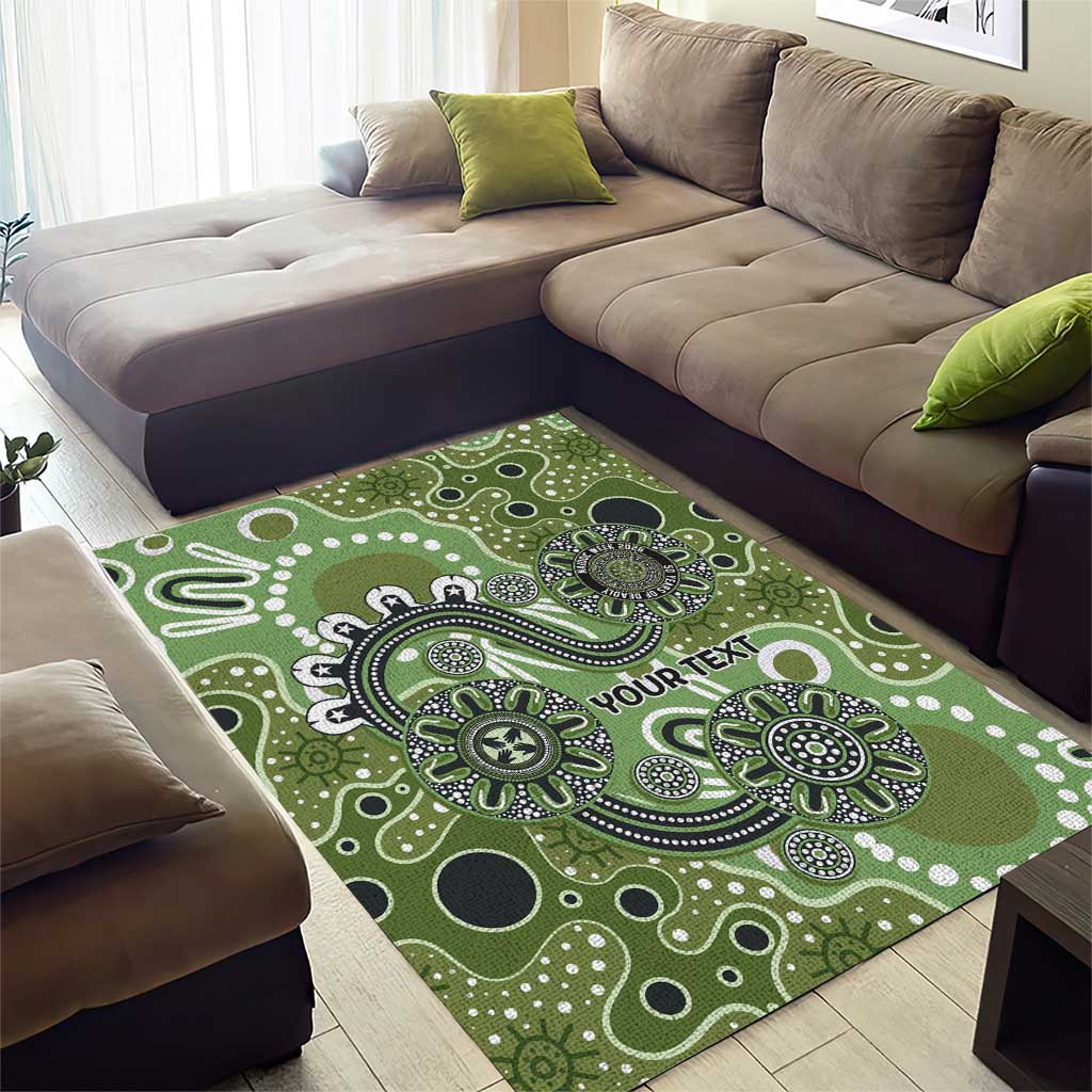 Personalised NAIDOC Week 50 Years Deadly Always Area Rug Green Aboriginal Artwork Dot Painting