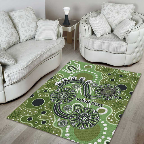 Personalised NAIDOC Week 50 Years Deadly Always Area Rug Green Aboriginal Artwork Dot Painting