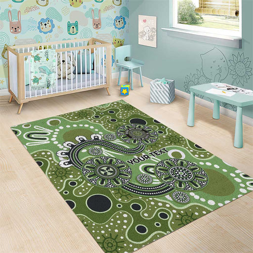 Personalised NAIDOC Week 50 Years Deadly Always Area Rug Green Aboriginal Artwork Dot Painting