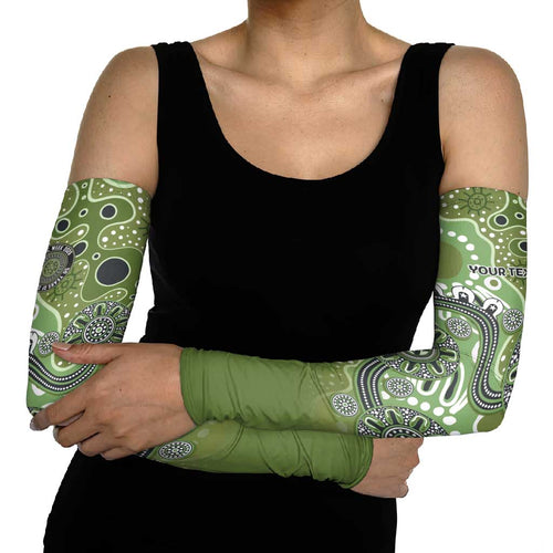 Personalised NAIDOC Week 50 Years Deadly Always Arm Sleeves Green Aboriginal Artwork Dot Painting