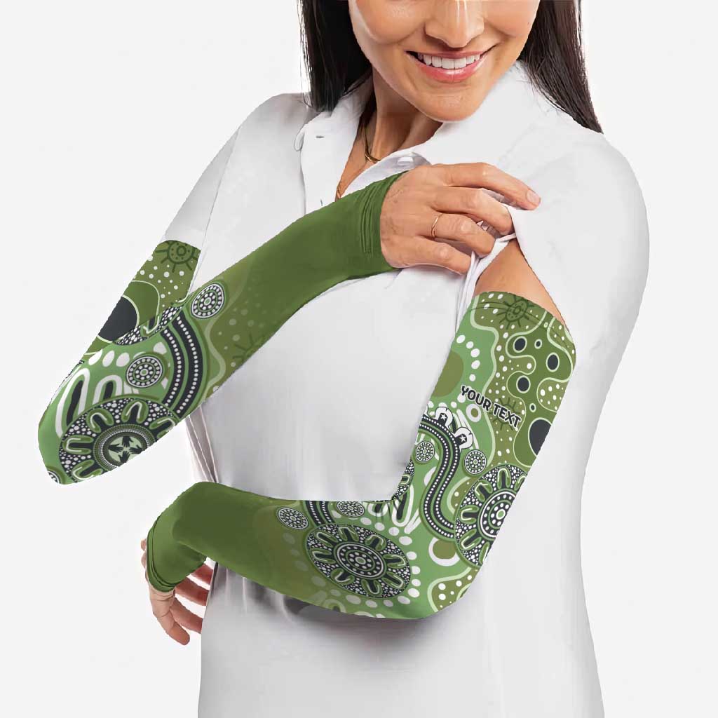 Personalised NAIDOC Week 50 Years Deadly Always Arm Sleeves Green Aboriginal Artwork Dot Painting