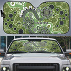 Personalised NAIDOC Week 50 Years Deadly Always Auto Sun Shade Green Aboriginal Artwork Dot Painting