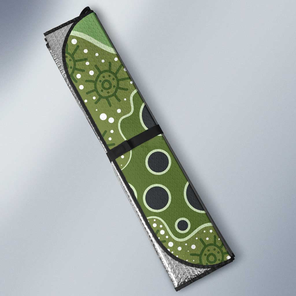 Personalised NAIDOC Week 50 Years Deadly Always Auto Sun Shade Green Aboriginal Artwork Dot Painting