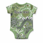 Personalised NAIDOC Week 50 Years Deadly Always Baby Onesie Green Aboriginal Artwork Dot Painting