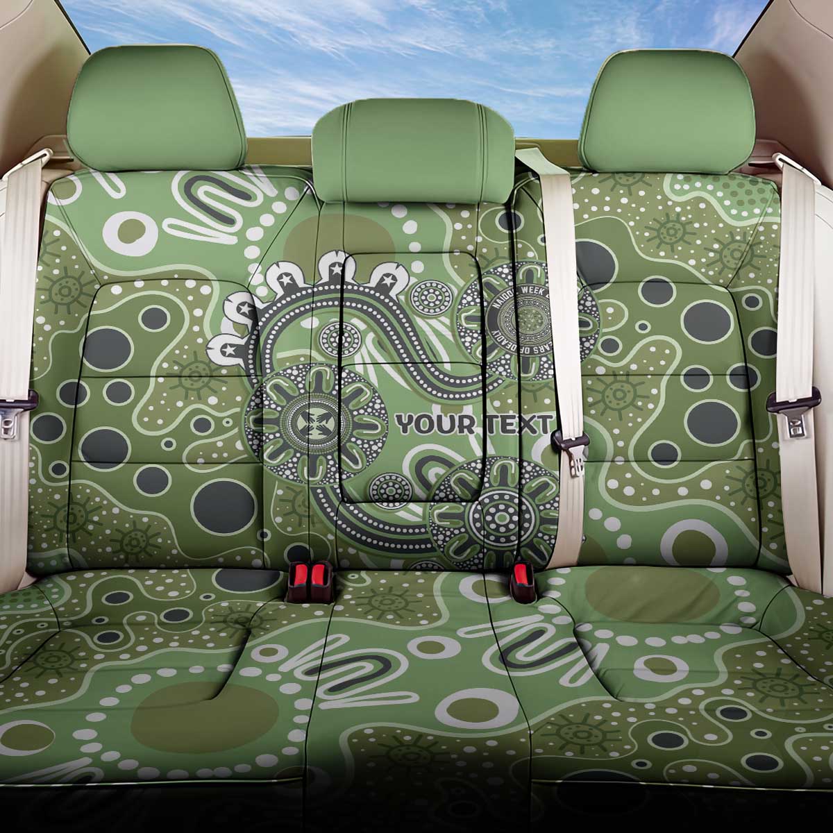 Personalised NAIDOC Week 50 Years Deadly Always Back Car Seat Cover Green Aboriginal Artwork Dot Painting