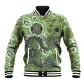 Personalised NAIDOC Week 50 Years Deadly Always Baseball Jacket Green Aboriginal Artwork Dot Painting