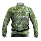 Personalised NAIDOC Week 50 Years Deadly Always Baseball Jacket Green Aboriginal Artwork Dot Painting