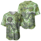 Personalised NAIDOC Week 50 Years Deadly Always Baseball Jersey Green Aboriginal Artwork Dot Painting