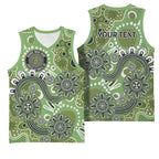 Personalised NAIDOC Week 50 Years Deadly Always Basketball Jersey Green Aboriginal Artwork Dot Painting