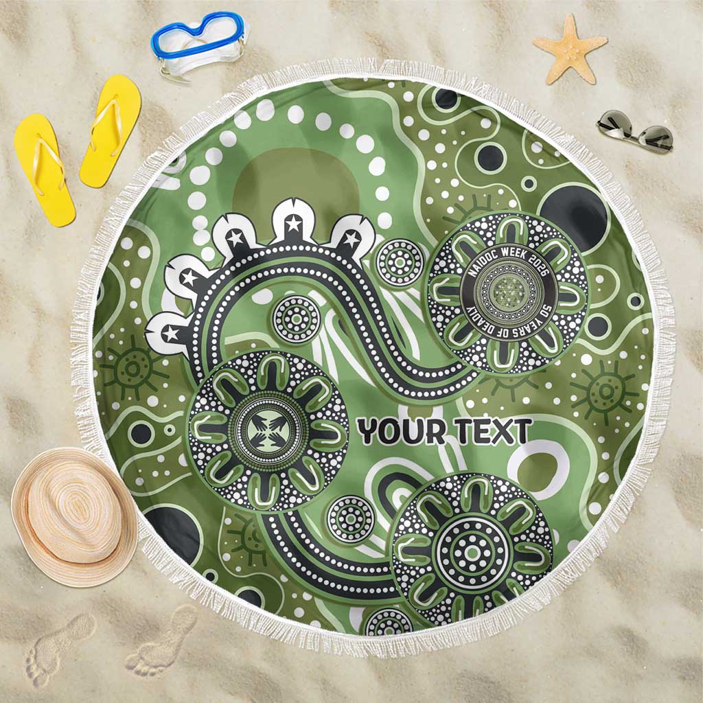 Personalised NAIDOC Week 50 Years Deadly Always Beach Blanket Green Aboriginal Artwork Dot Painting
