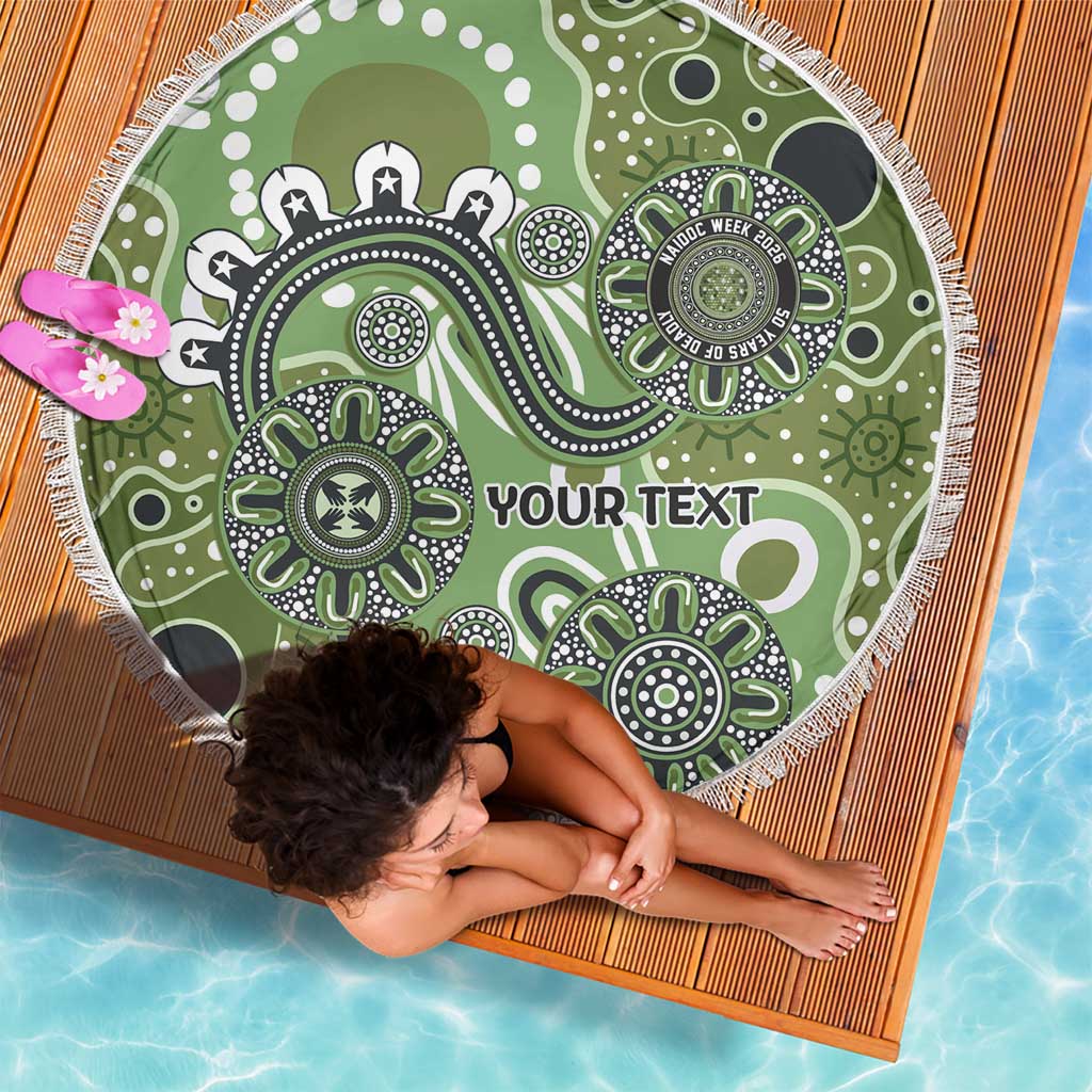 Personalised NAIDOC Week 50 Years Deadly Always Beach Blanket Green Aboriginal Artwork Dot Painting