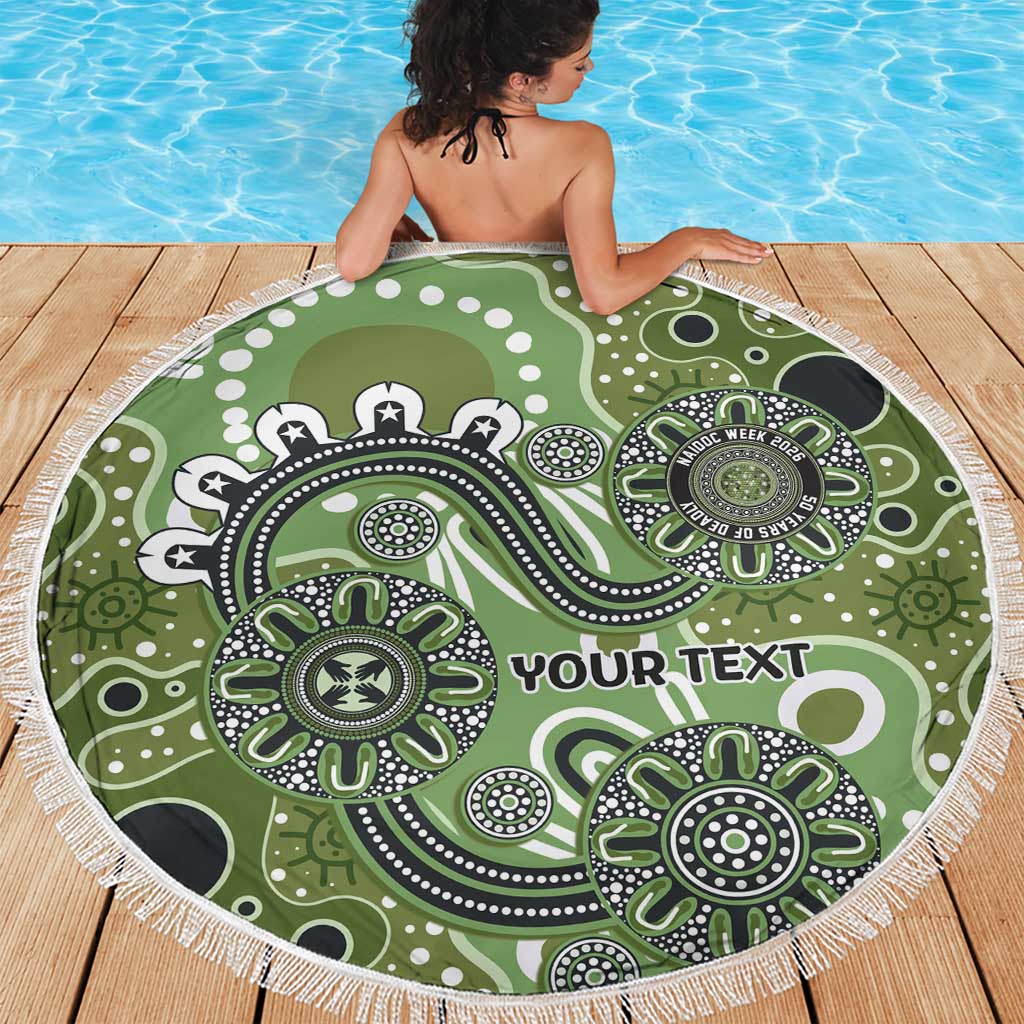Personalised NAIDOC Week 50 Years Deadly Always Beach Blanket Green Aboriginal Artwork Dot Painting