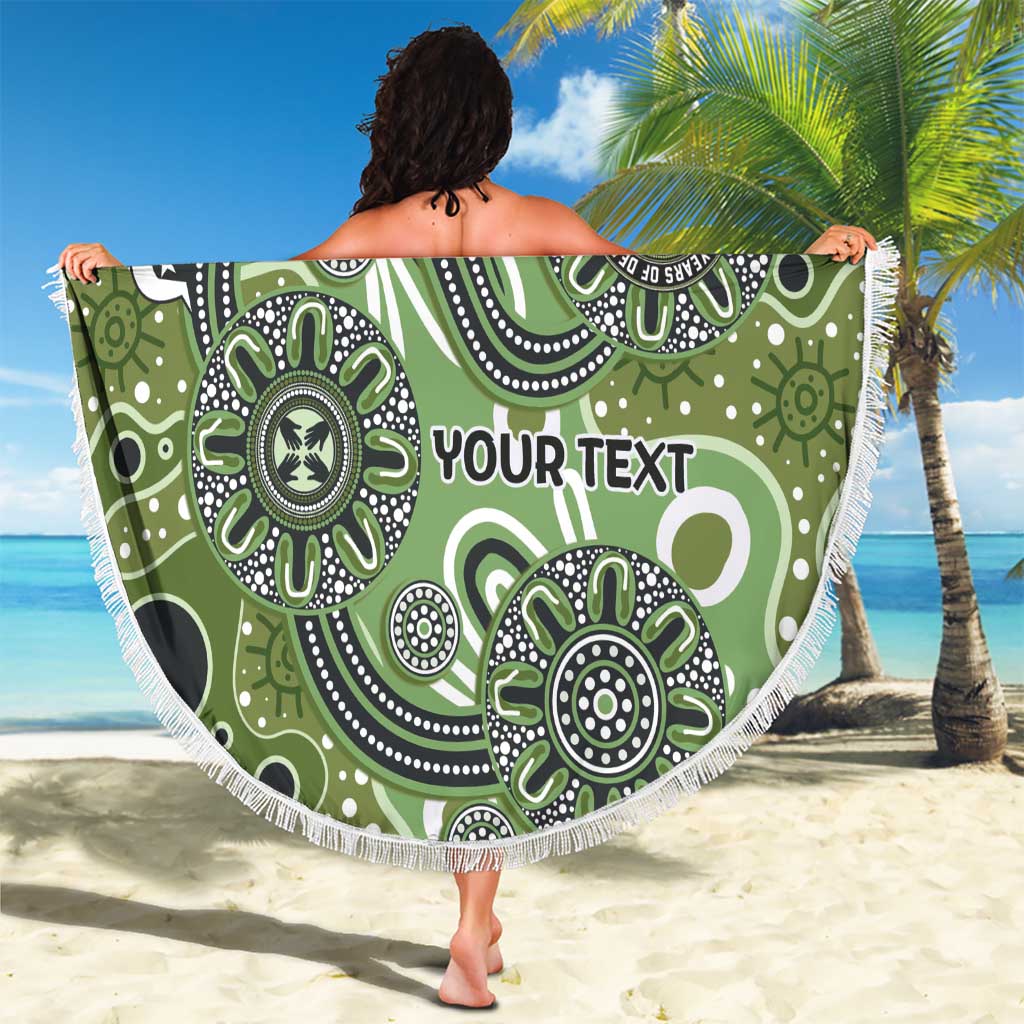 Personalised NAIDOC Week 50 Years Deadly Always Beach Blanket Green Aboriginal Artwork Dot Painting