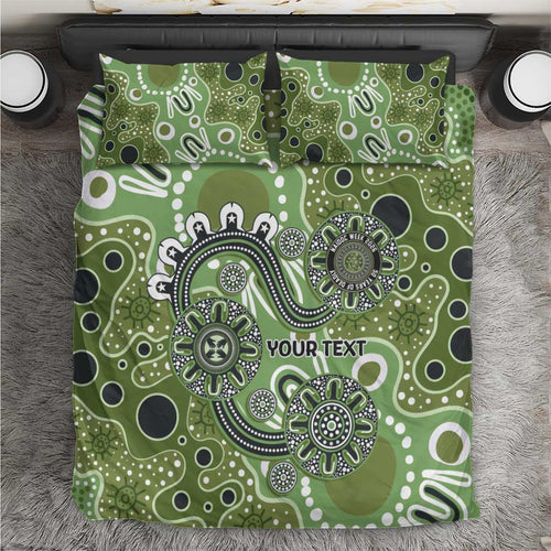 Personalised NAIDOC Week 50 Years Deadly Always Bedding Set Green Aboriginal Artwork Dot Painting