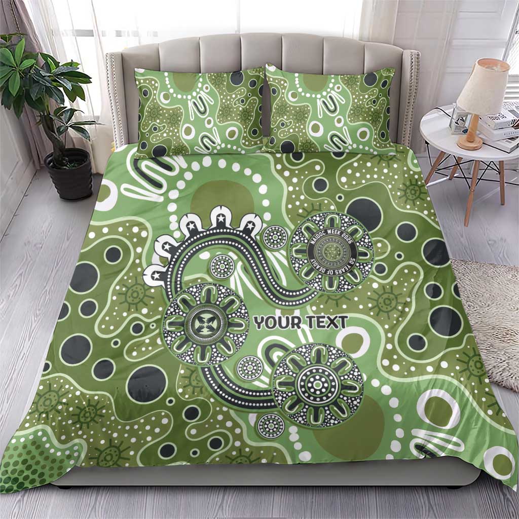 Personalised NAIDOC Week 50 Years Deadly Always Bedding Set Green Aboriginal Artwork Dot Painting