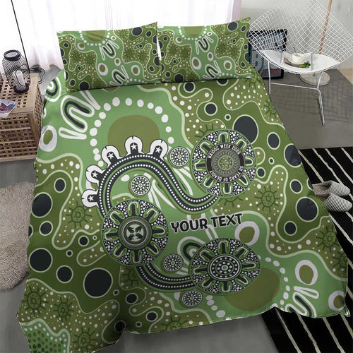 Personalised NAIDOC Week 50 Years Deadly Always Bedding Set Green Aboriginal Artwork Dot Painting