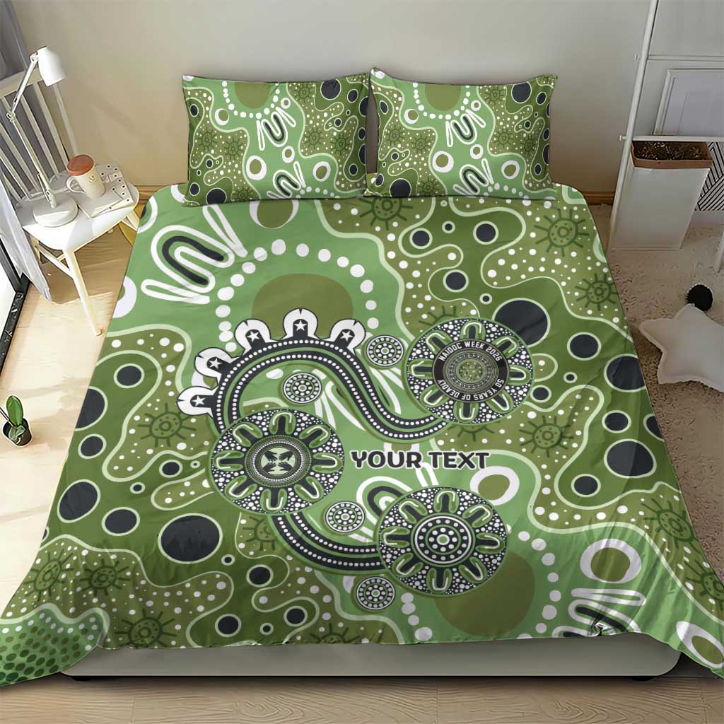 Personalised NAIDOC Week 50 Years Deadly Always Bedding Set Green Aboriginal Artwork Dot Painting