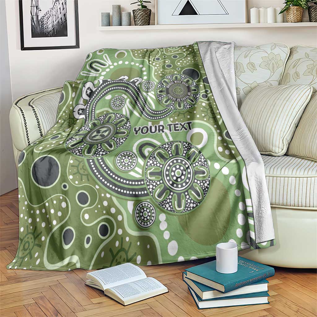 Personalised NAIDOC Week 50 Years Deadly Always Blanket Green Aboriginal Artwork Dot Painting
