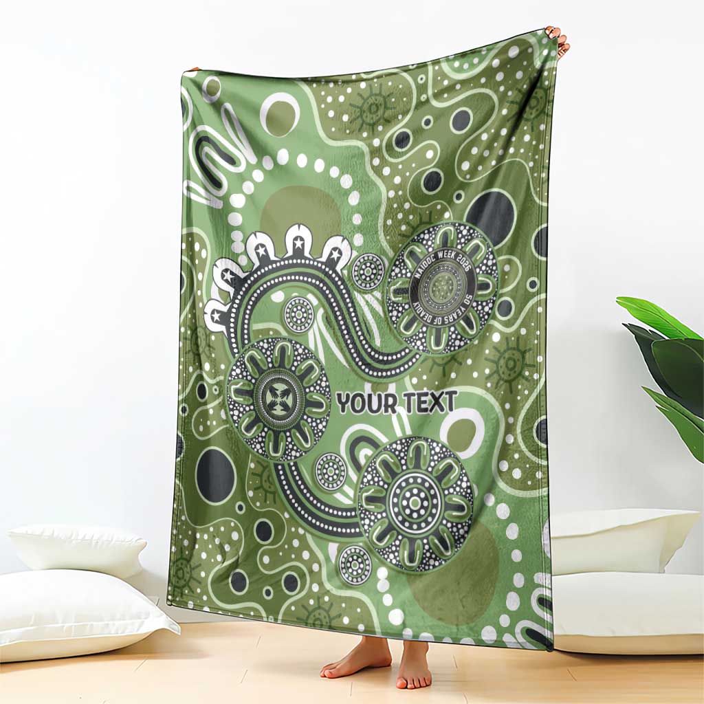 Personalised NAIDOC Week 50 Years Deadly Always Blanket Green Aboriginal Artwork Dot Painting